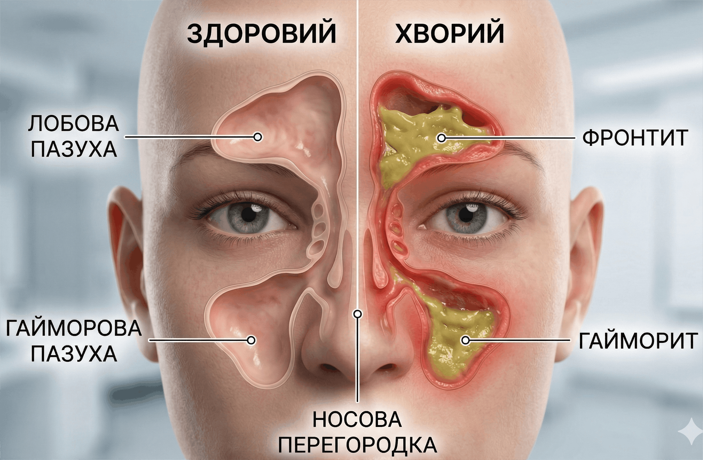 Гайморит та фронтит запалення пазух